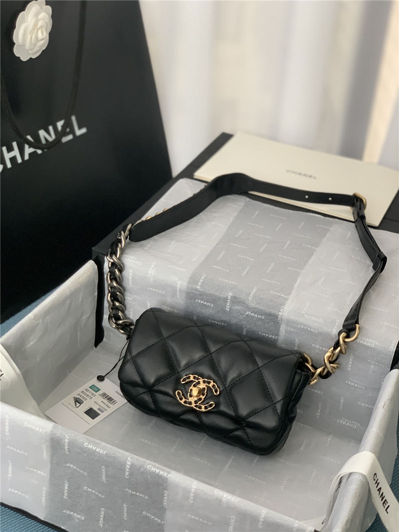 Chanel 19 Waist Bag AS1163 Lambskin Black High