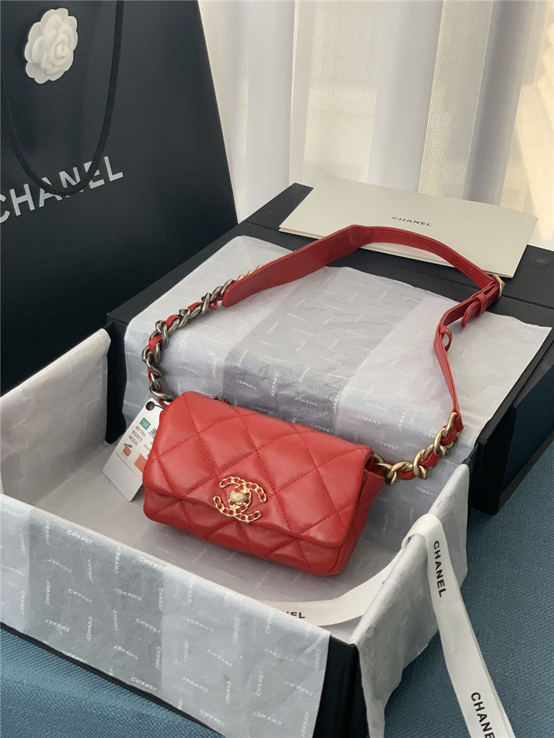 Chanel 19 Waist Bag AS1163 Lambskin Red High