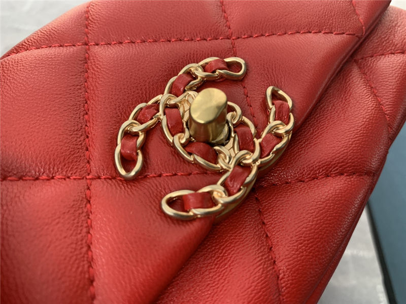 Chanel 19 Waist Bag AS1163 Lambskin Red High