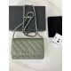 Classic Wallet on Chain AP0250 Grained Calfskin Green Silver Metal A