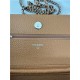 Classic Wallet on Chain AP0250 Grained Calfskin Caramel Silver Metal B