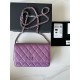 Classic Wallet on Chain AP0250 Grained Calfskin Purple Silver Metal B