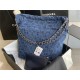 Chanel 22 LARGE HANDBAG Denim & Silver-Tone Metal AS3262 High