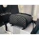 Chanel Large Backpack Chevrons Pattern Lambskin 91122 Gold-Metal Black High