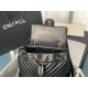 Chanel Large Backpack Chevrons Pattern Lambskin 91122 Gold-Metal Black High