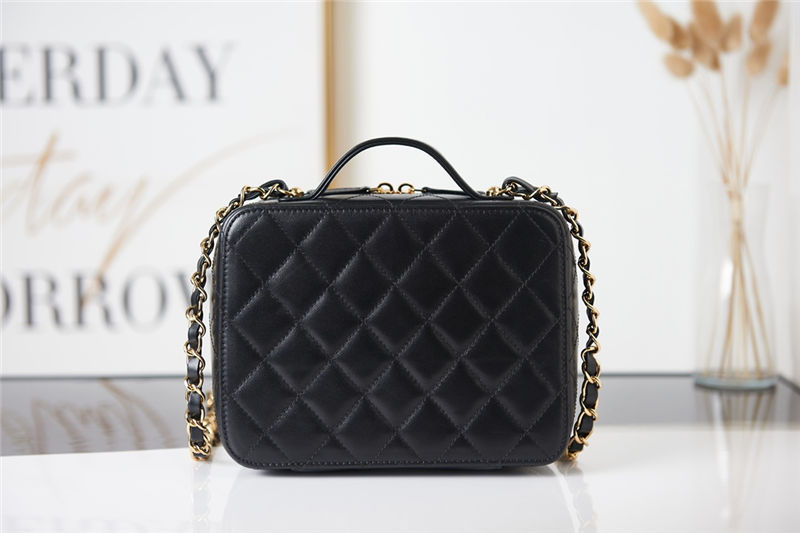 Chanel VANITY CASE Lambskin & Gold Metal AS2900 Black High