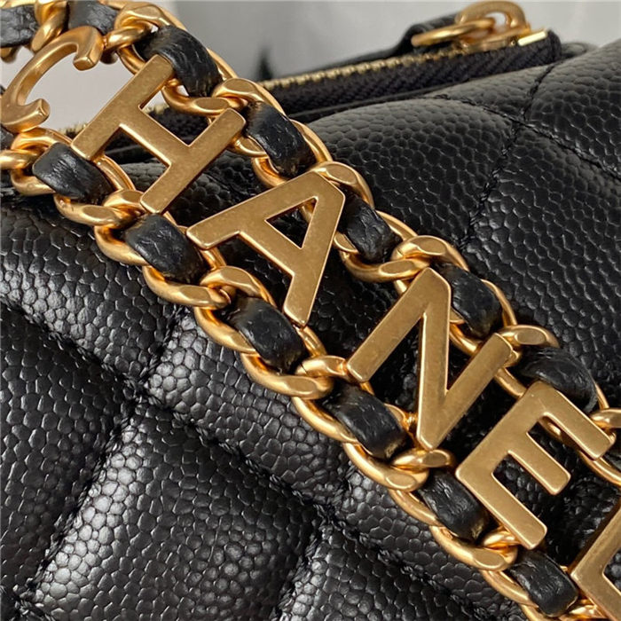 Chanel WAIST BAG AS3225 Grained Shiny Calfskin & Gold-Tone Metal Black A