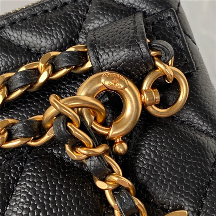 Chanel WAIST BAG AS3225 Grained Shiny Calfskin & Gold-Tone Metal Black A