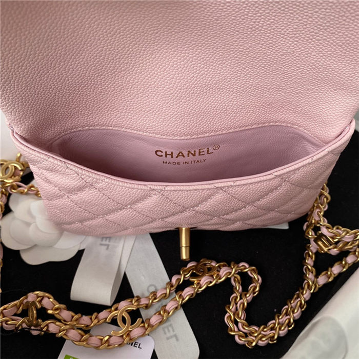 Chanel WAIST BAG AS3225 Grained Shiny Calfskin & Gold-Tone Metal Pink A