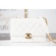 MINI FLAP BAG WITH HANDLE Lambskin & Gold-Tone Metal AS2796 White High