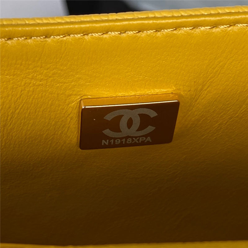 Chanel SMALL BOY Chanel MESSENGER BAG Grained Calfskin & Gold-Tone Metal AS3350 Yellow A