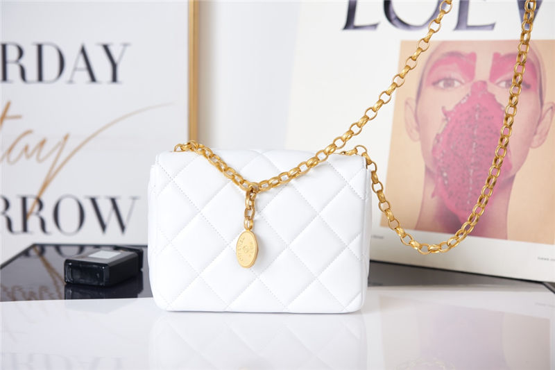 Chanel MINI FLAP BAG AS2693 Lambskin & Gold Metal White High