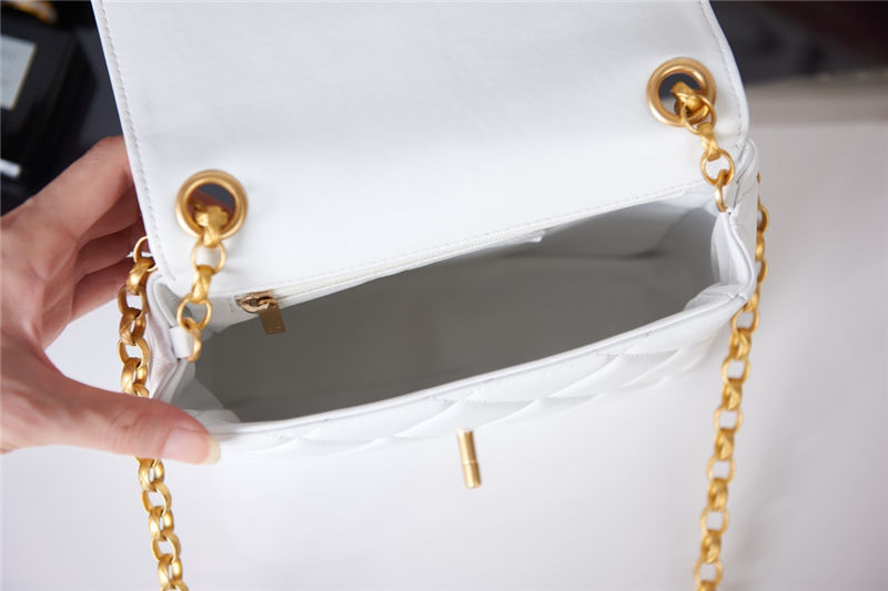 Chanel MINI FLAP BAG AS2693 Lambskin & Gold Metal White High