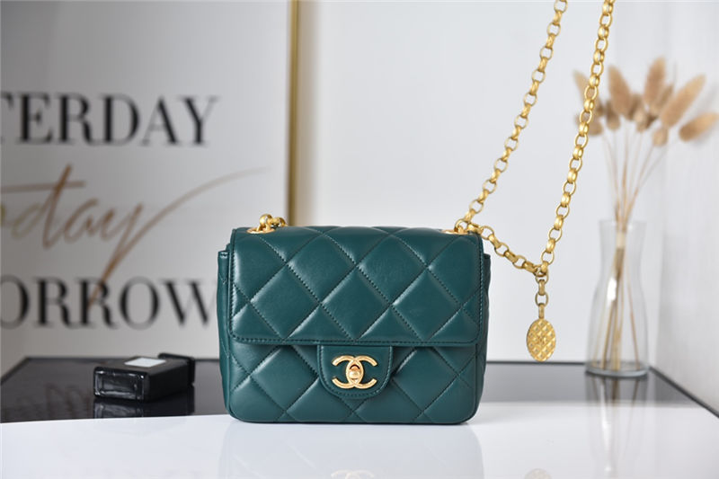 Chanel MINI FLAP BAG AS2693 Lambskin & Gold Metal Green High