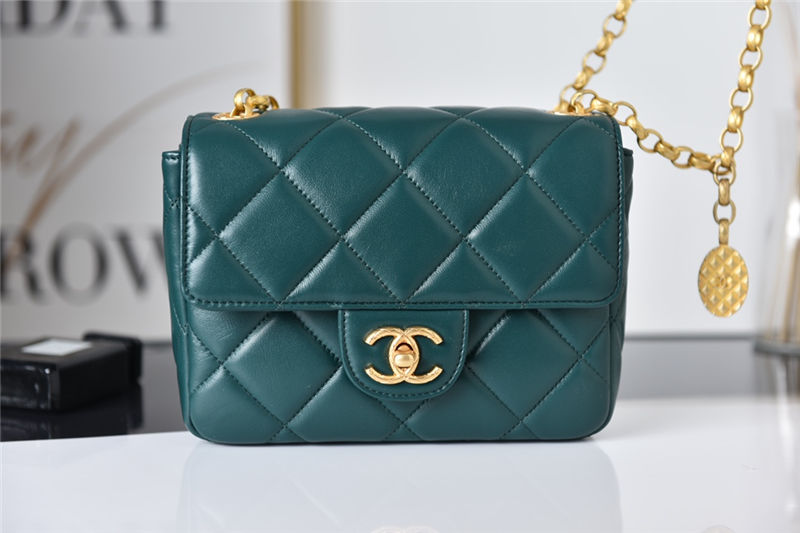 Chanel MINI FLAP BAG AS2693 Lambskin & Gold Metal Green High