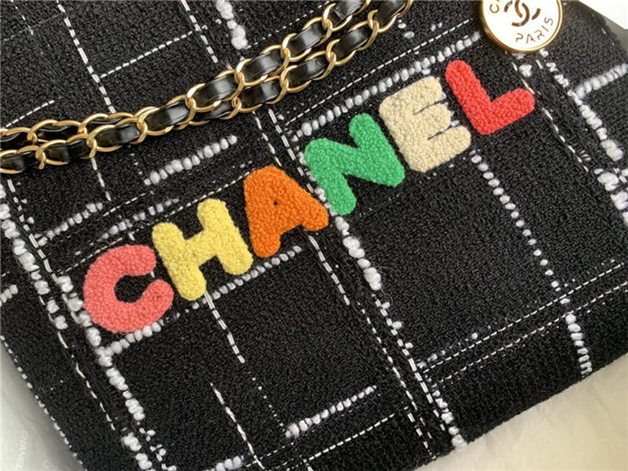 Chanel 22 SMALL HANDBAG Tweed & Gold-Tone Metal AS3260 High