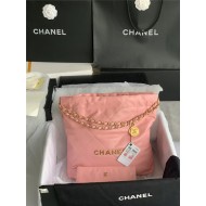 Chanel 22 SMALL HANDBAG Shiny Calfskin & Gold-Tone Metal AS3260 Coral High