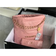 Chanel 22 SMALL HANDBAG Shiny Calfskin & Gold-Tone Metal AS3260 Coral High