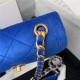 MINI FLAP BAG Velvet & Gold-Tone Metal Blue A