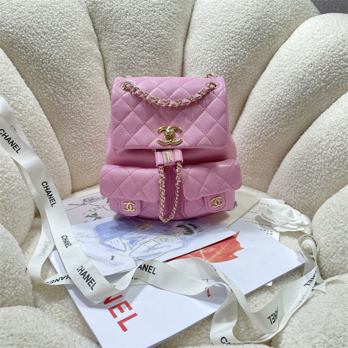 Chanel BACKPACK AS3860 Grained Shiny Calfskin & Gold-Tone Metal Pink A