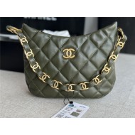 HOBO HANDBAG AS3562 Lambskin & Gold-Tone Metal Green High