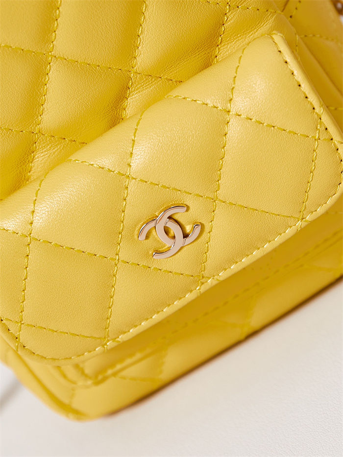 Chanel Mini Backpack Lambskin Gold-Tone Metal AP3753 Yellow High