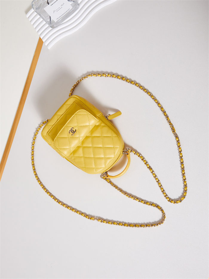 Chanel Mini Backpack Lambskin Gold-Tone Metal AP3753 Yellow High