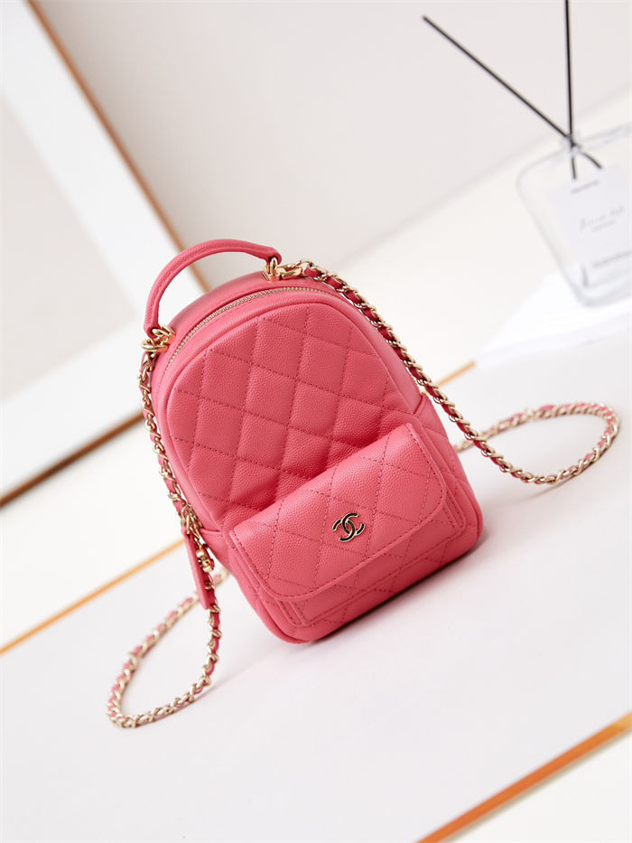 Chanel Mini Backpack Grained Calfskin Gold-Tone Metal AP3753 Rose High