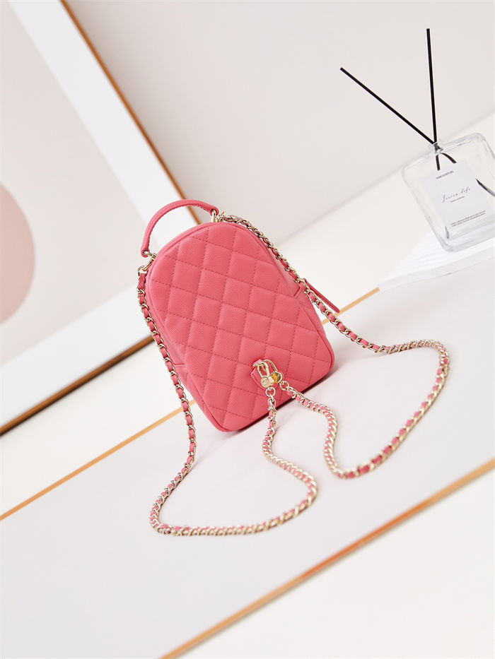 Chanel Mini Backpack Grained Calfskin Gold-Tone Metal AP3753 Rose High