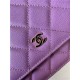 Classic Wallet on Chain AP0250 Grained Calfskin Purple Gold Metal B