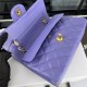 Small CLASSIC HANDBAG Grained Calfskin Gold Metal Purple A