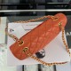 Small CLASSIC HANDBAG Grained Calfskin Gold Metal Orange A