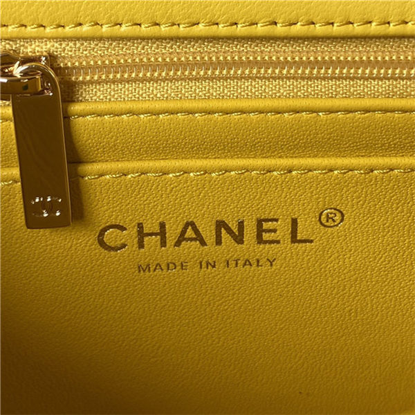 Chanel SMALL FLAP BAG With Top Diamond Handle Lambskin & Gold-Tone Metal AS4141 Yellow A