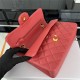 Small CLASSIC HANDBAG Grained Calfskin Gold Metal Red A