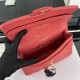 Small CLASSIC HANDBAG Grained Calfskin Gold Metal Red A