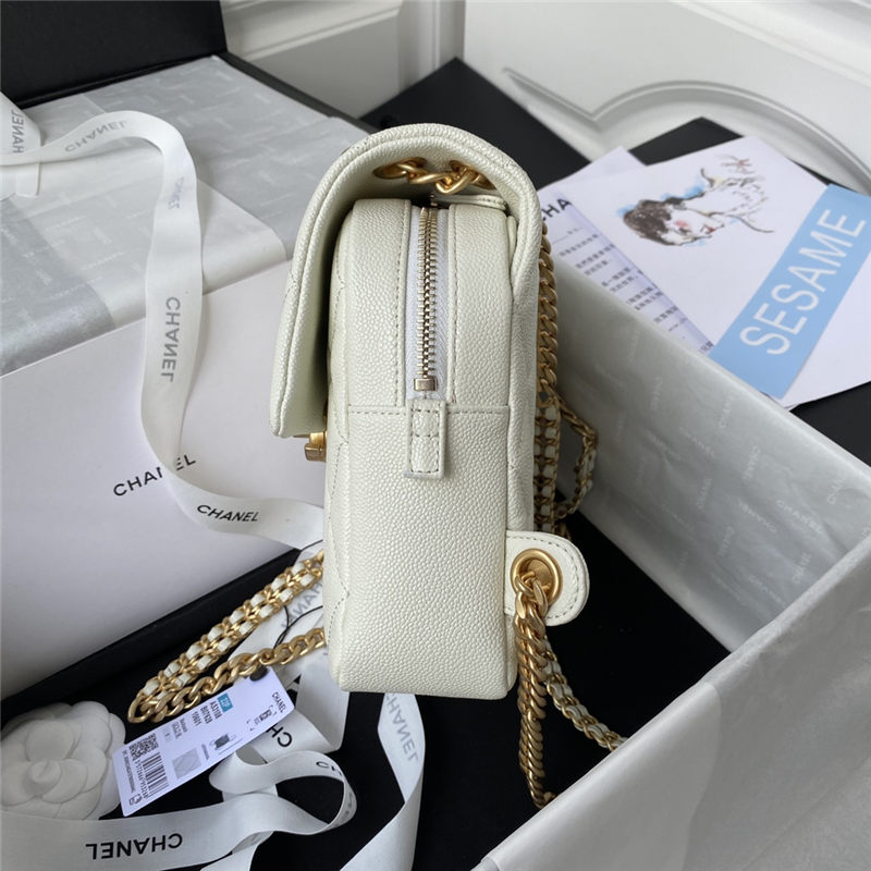 BACKPACK Grained Calfskin & Gold-Tone Metal AS3108 White A