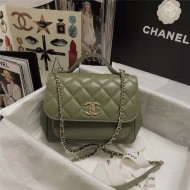 Chanel Mini Flap Bag A93749 Grained Calfskin Gold-Tone Metal Khaki High