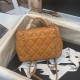 Chanel Mini Flap Bag A93749 Grained Calfskin Gold-Tone Metal Mustard High