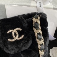 Chanel Bucket Bag Shearling AS2257 Black High