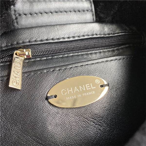 Chanel Bucket Bag Shearling AS2257 Black High