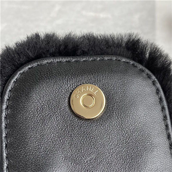 Chanel Bucket Bag Shearling AS2257 Black High