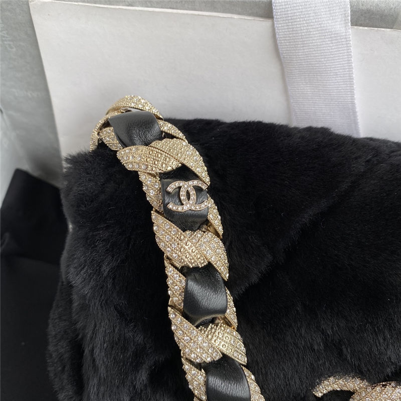 Chanel Flap Bag Shearling AS2240 Black High