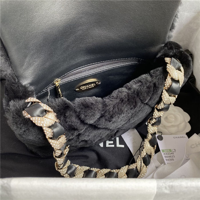 Chanel Flap Bag Shearling AS2240 Black High