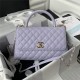 FLAP BAG WITH TOP HANDLE Grained Calfskin Gold Metal Lilac A