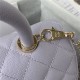 SMALL FLAP BAG WITH TOP HANDLE Grained Calfskin & Gold Metal Lilac A