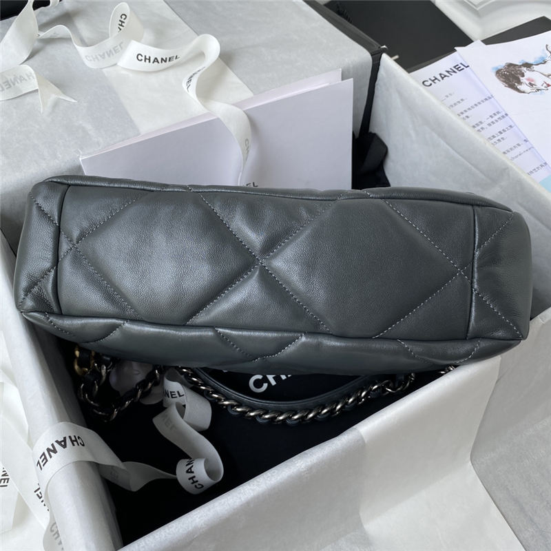 Large Chanel 19 Flap Bag Goatskin/Lambskin Dark Grey High