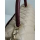 FLAP BAG WITH TOP HANDLE Grained Calfskin Beige Gold Metal High