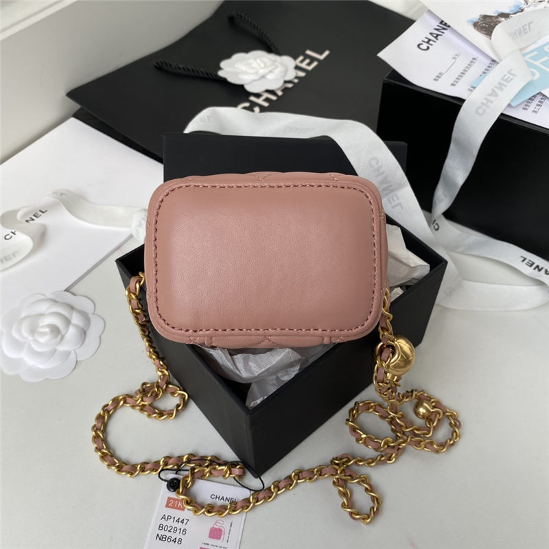 Chanel SMALL VANITY WITH CHAIN Lambskin & Gold-Tone Metal AP1447 Pink A