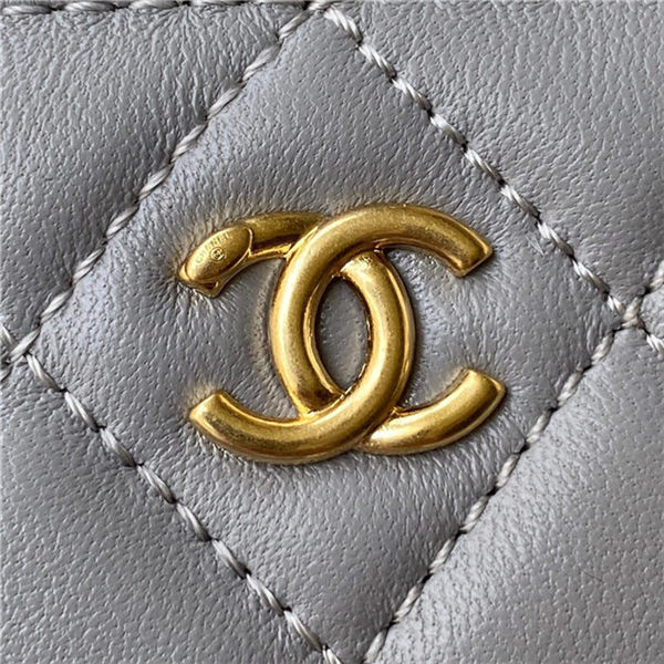 Chanel CLUTCH WITH CHAIN Lambskin & Gold-Tone Metal AP2303 Grey A