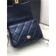 MINI FLAP BAG Iridescent Grained Calfskin & Gold-Tone Metal AS2855 Dark Navy A